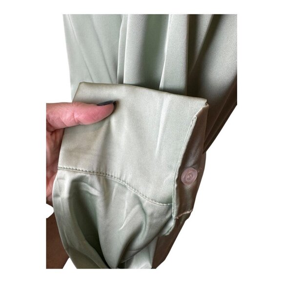 Cider Dress Women Small Mint Green Satin Dirty Martini Long Sleeve Mini Party - Picture 8 of 12
